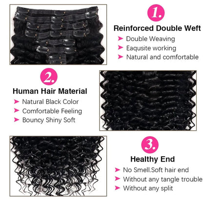 ✨ Water Wave, Deep Wave, & Loose Wave Lace Clip-ins Extension Bundle 150 Grams Grade 15A, 100% Premium Human Hair with cuticle Intact!