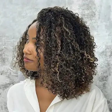 13x4 Glueless color & Highlighted Curly and Wavy Bobs HD Full Lace Frontal Wig Grade 12A 100% Human Hair!