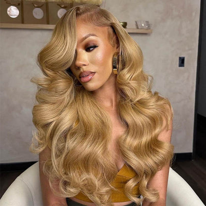 13x4 Body Wave Honey Blonde #27 Swiss Lace Frontal Wig 100% Human Hair