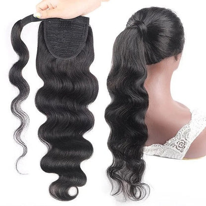 #1B Natural Black Body Wave Ponytail Extension Grade 12A 100% Brazilian Virgin Human Hair Bundles 100 Grams Double Wefted