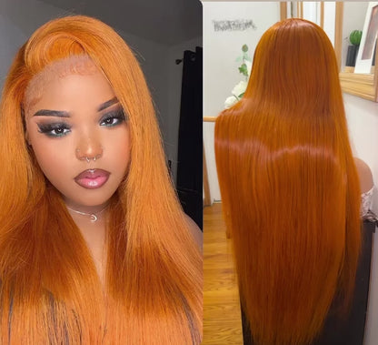 Human Hair Lace Frontal Wig Color Glueless | 13x4 Transparent Lace Blue Straight Wig| 99J Body Wave  | Pre-Plucked Chocolate Brown Straight Wig |350 Ginger Straight Wig |& Honey Brown Body Wave Wig | 12A Brazilian Hair