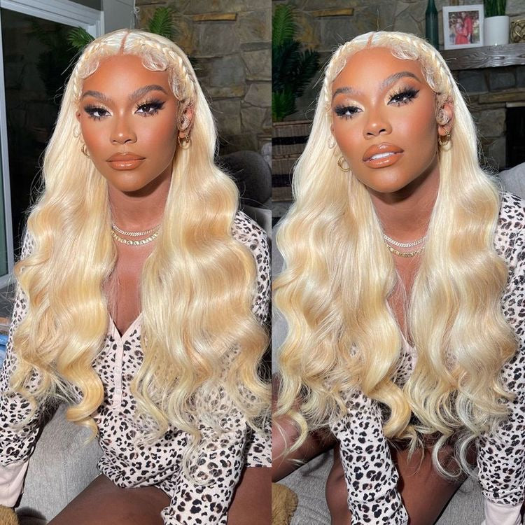 13x4 Body Wave & Straight Blonde #613 Swiss Transparent Lace Frontal Wig 100% Raw Brazilian Human Hair!