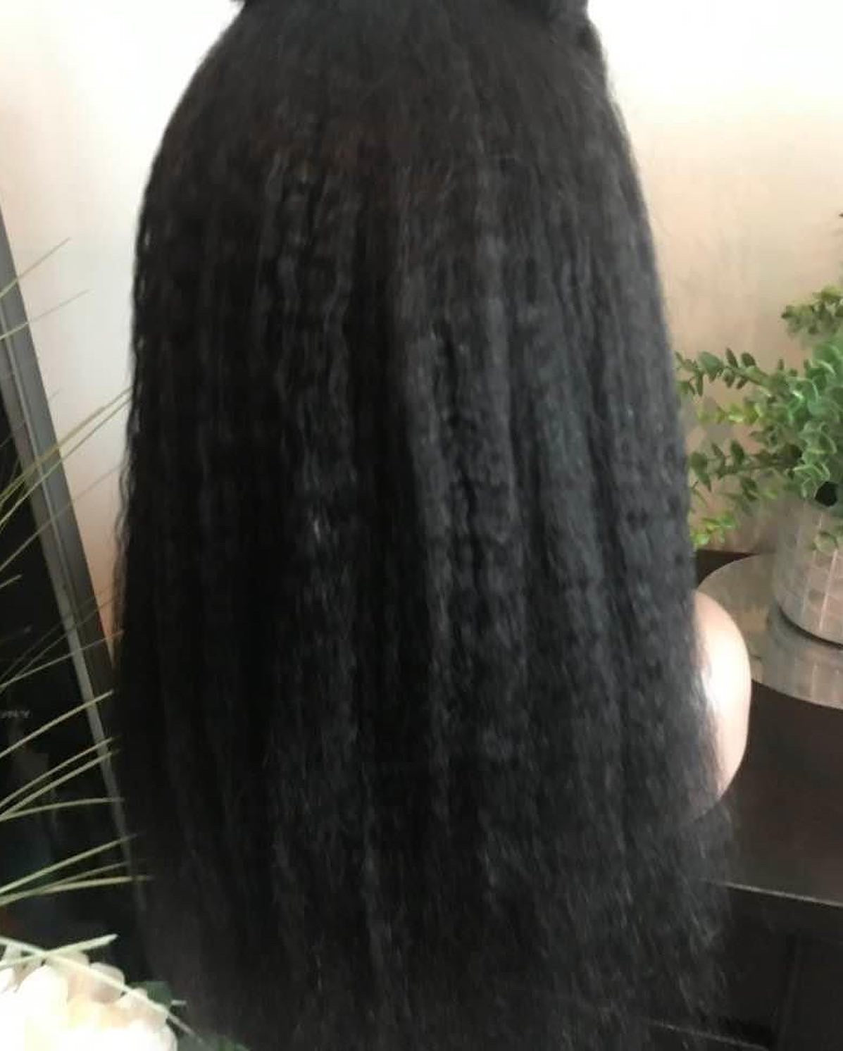 13x4 #1B Black Glueless Kinky Straight Transparent Lace Grade 12A Frontal Wig 100% Brazilian Human Hair